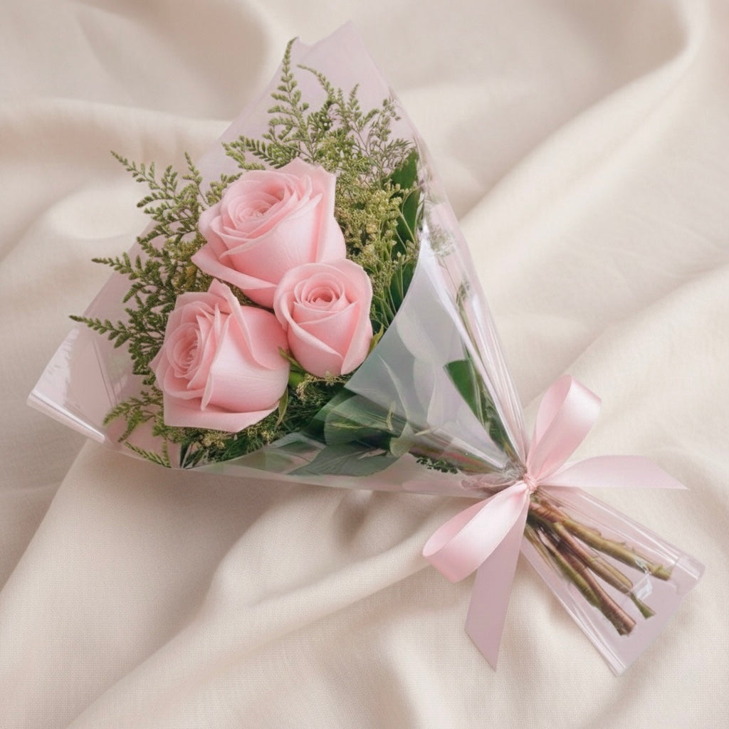 Buquê de 3 Rosas Cor de Rosa