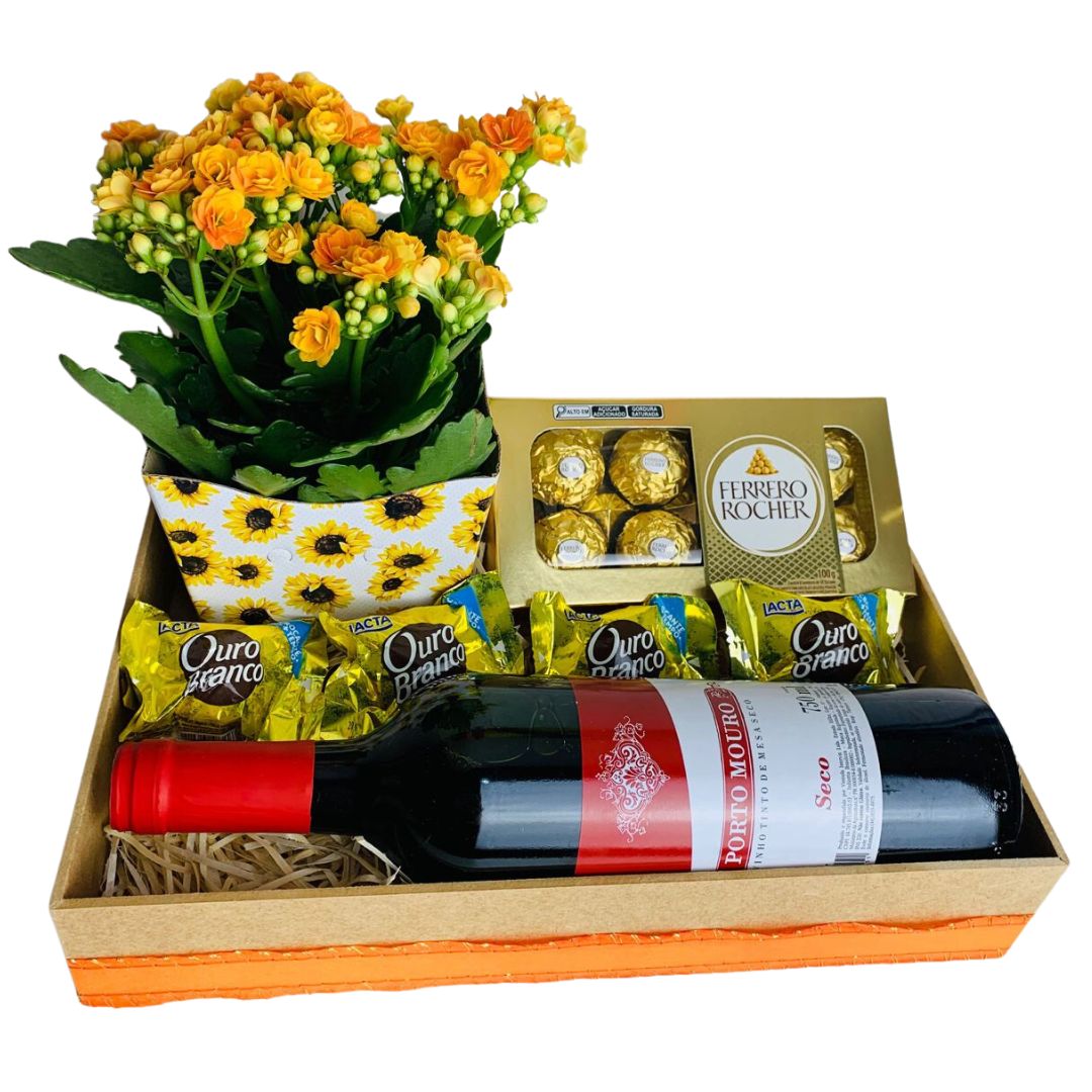 Cesta com Ferrero e Flor