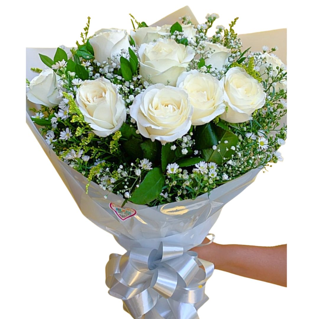 Buquê 12 Rosas Brancas