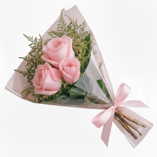 Buquê 3 Rosas Cor de Rosa