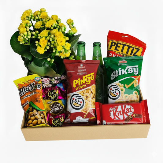 Cesta Média com Flor e Aperitivos