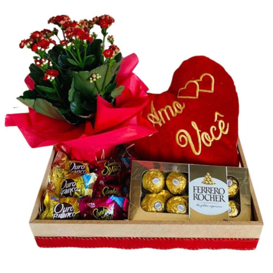 Bandeja de Chocolate Ferrero, Coração e Flores